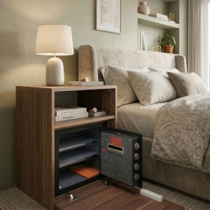 Gizli Bölmeli Komodin – NFC & Parmak İzli Para Kasası | Kasatürk