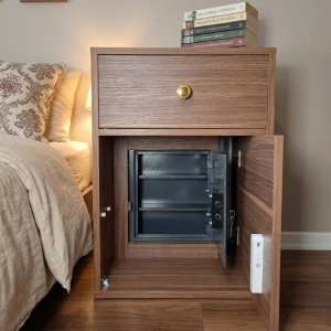 Gizli Bölmeli Komodin Ceviz– NFC & Anahtarlı Para Kasası | Kasatürk